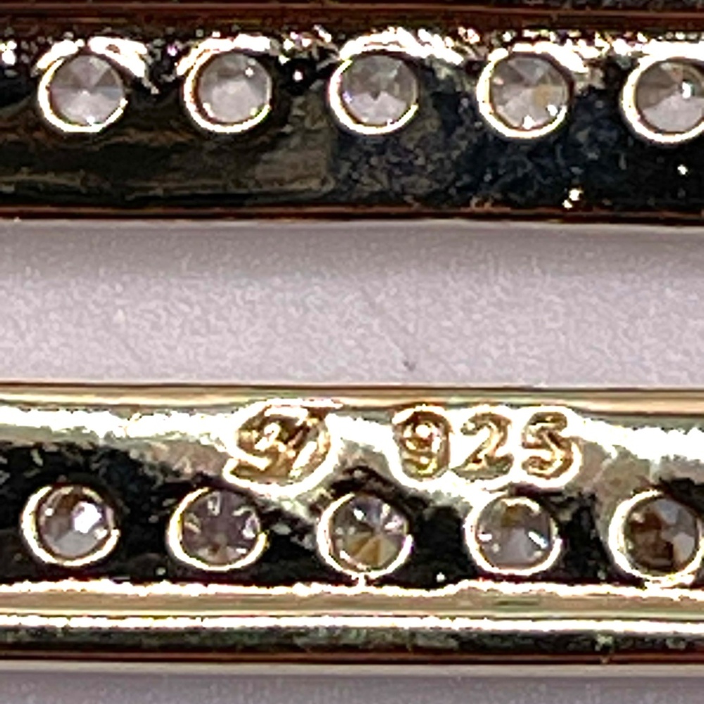 Danecraft 24K Gold Over Sterling Pave Rhinestone Drop Pierced Earrings - Picture 7 of 13